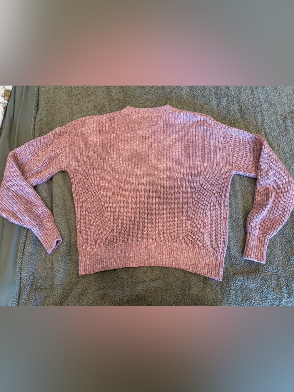 Faherty Sunwashed marled chunky Organic Cotton Fisherman crewneck Sweater Sz M - Picture 2 of 5